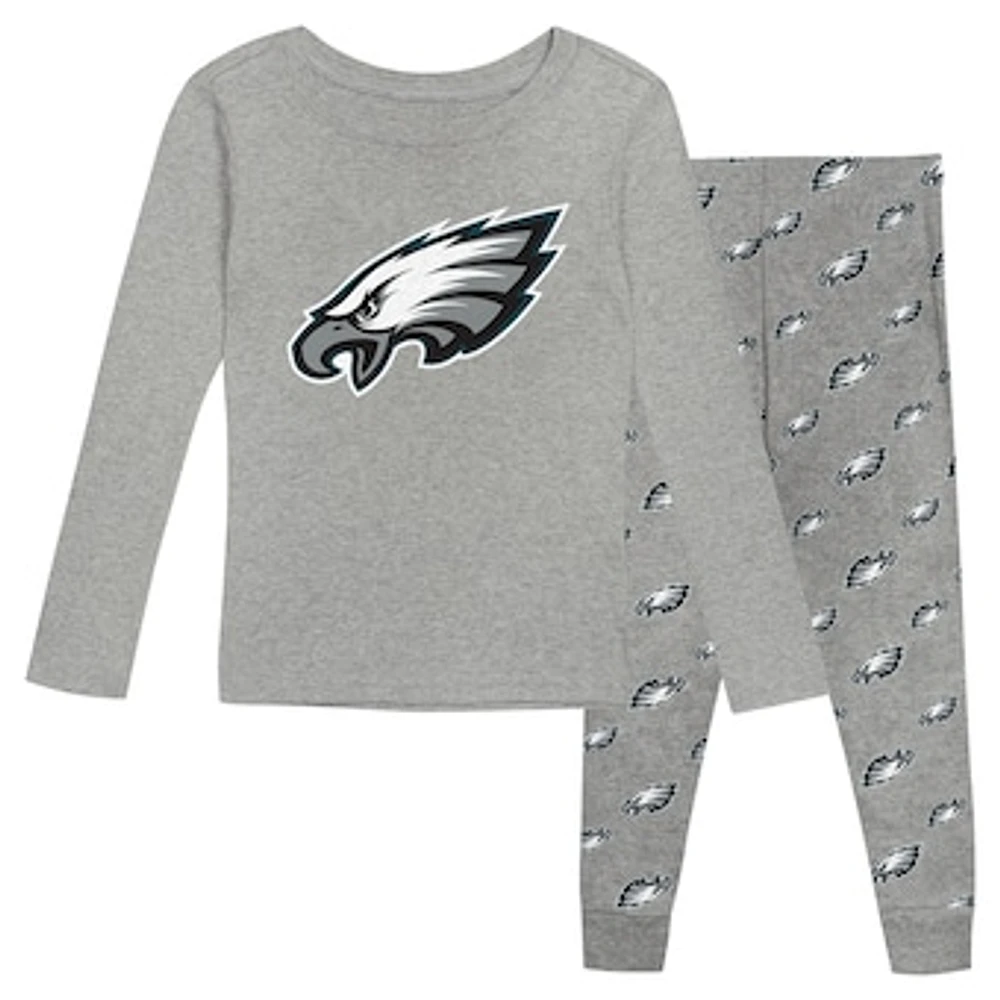 Preschool Heather Gray Philadelphia Eagles Long Sleeve T-Shirt and Pants Sleep Set