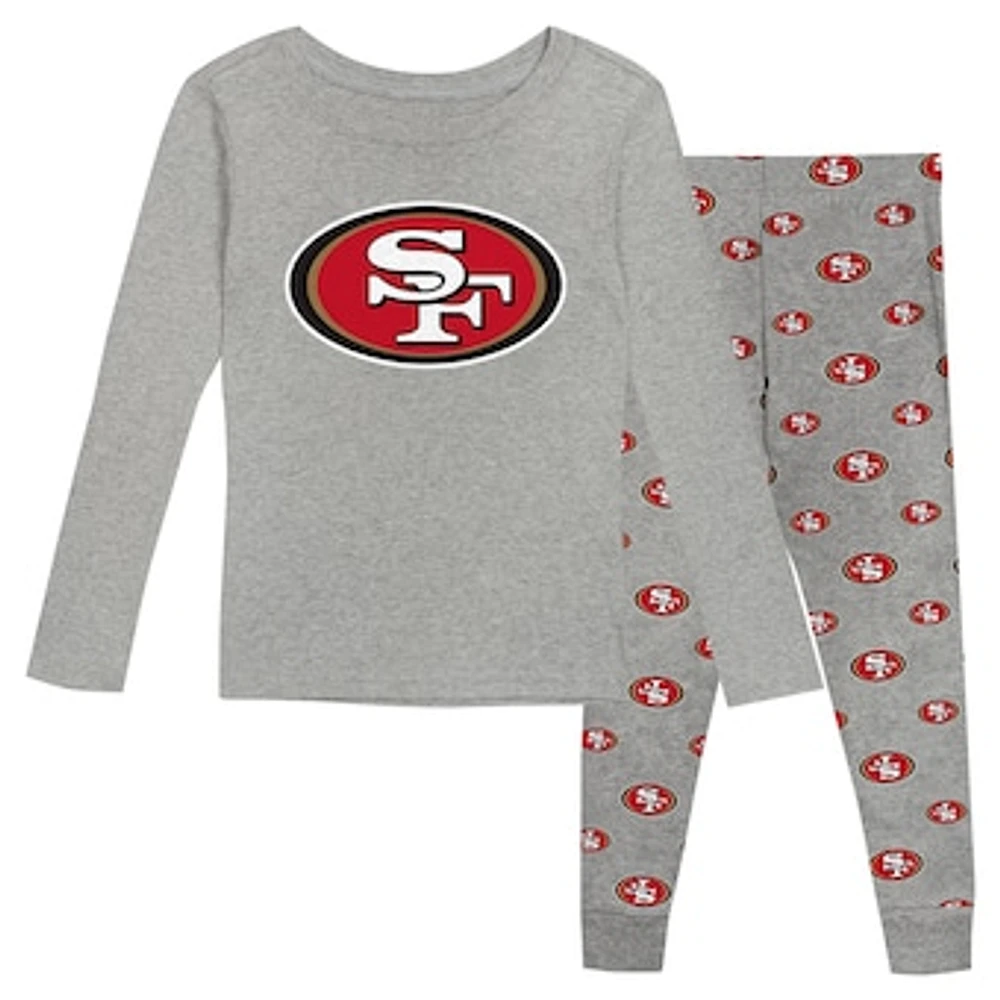 Preschool Heather Gray San Francisco 49ers Long Sleeve T-Shirt and Pants Sleep Set