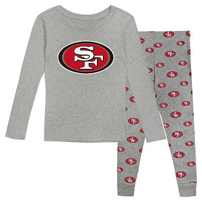 Preschool Heather Gray San Francisco 49ers Long Sleeve T-Shirt and Pants Sleep Set