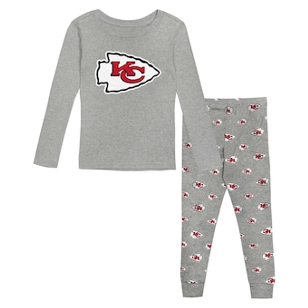 Toddler Heather Gray Kansas City Chiefs Long Sleeve T-Shirt and Pants Sleep Set