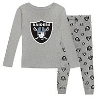 Toddler Heather Gray Las Vegas Raiders Long Sleeve T-Shirt and Pants Sleep Set