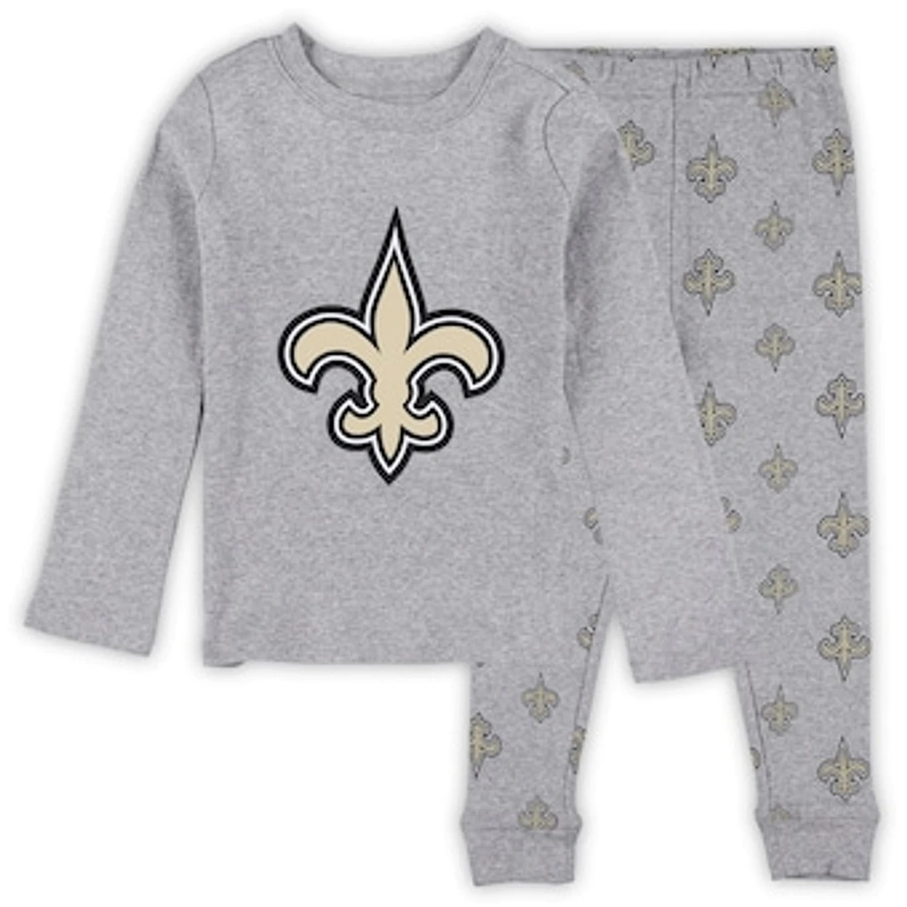 Toddler Heather Gray New Orleans Saints Long Sleeve T-Shirt and Pants Sleep Set