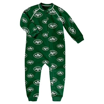 Toddler Green New York Jets Allover Print Raglan Full-Zip Jumper