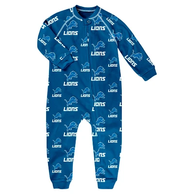 Toddler Blue Detroit Lions Allover Print Raglan Full-Zip Jumper