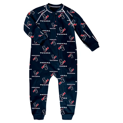 Toddler Navy Houston Texans Allover Print Raglan Full-Zip Jumper