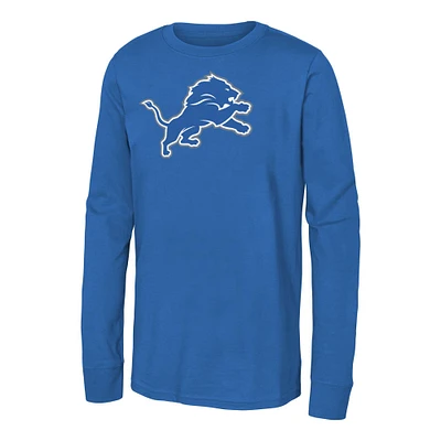 Youth Blue Detroit Lions Primary Logo Long Sleeve T-Shirt