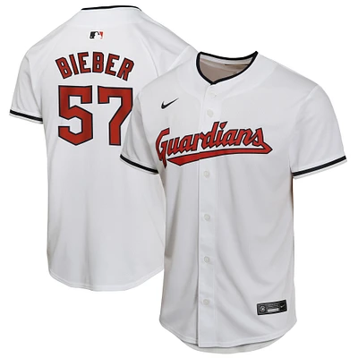 Youth Nike Shane Bieber White Cleveland Guardians Home Game Player Jersey