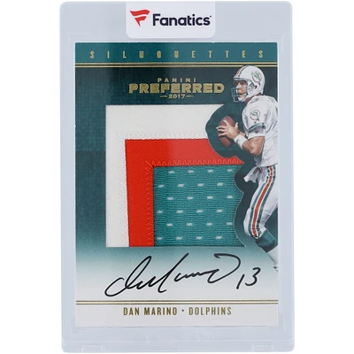 Dan Marino Miami Dolphins Autographed 2017 Panini Preferred White Box Tri-Color Relic #12 #1/1 Card