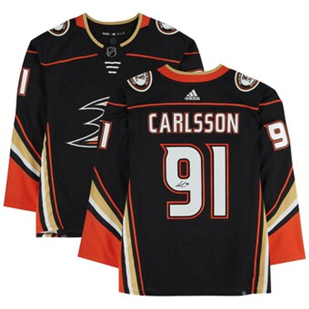 Leo Carlsson Anaheim Ducks Autographed Black adidas Authentic Jersey