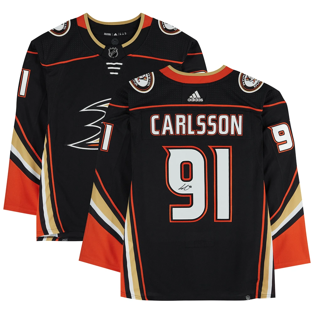 Leo Carlsson Anaheim Ducks Autographed Black adidas Authentic Jersey