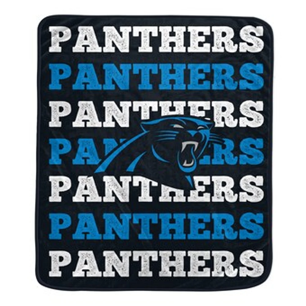 Pegasus Carolina Panthers 60'' x 70'' Repeat Refresh Wordmark Plush Blanket