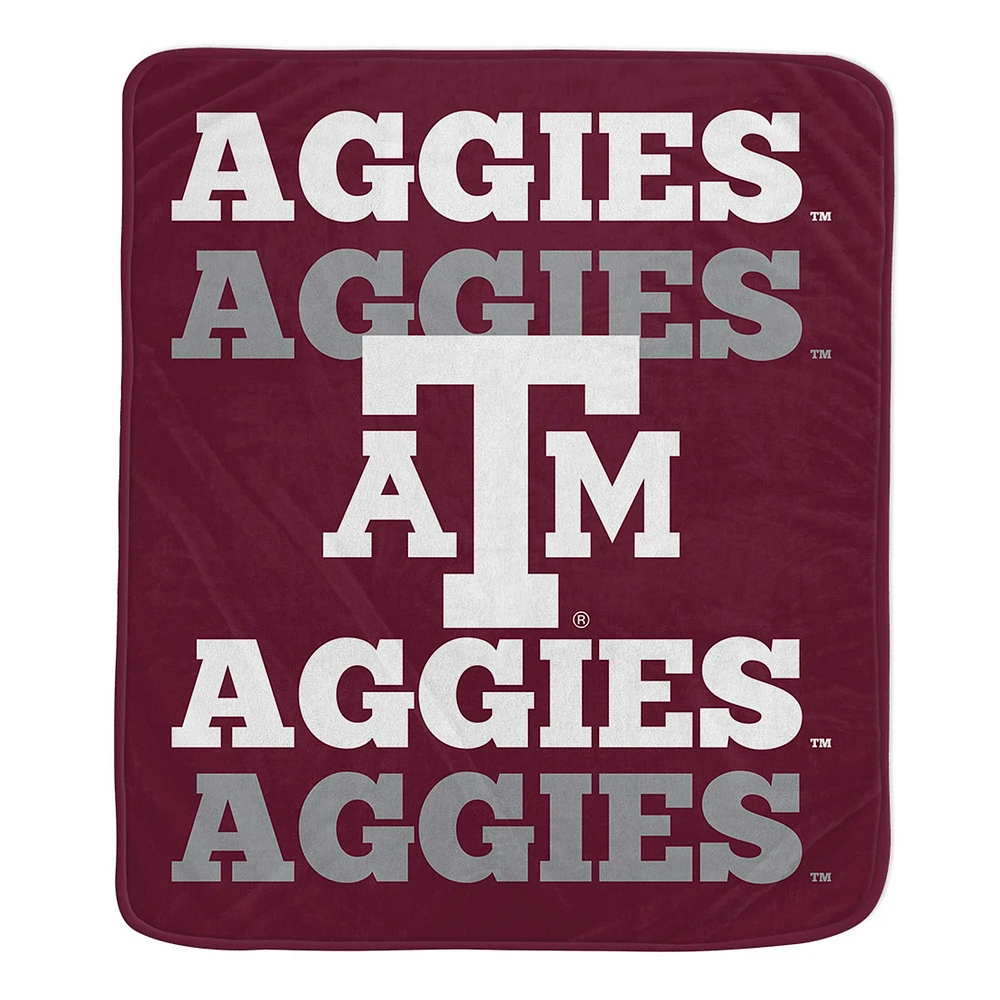 Pegasus Texas A&M Aggies 60'' x 70'' Repeat Refresh Wordmark Plush Blanket