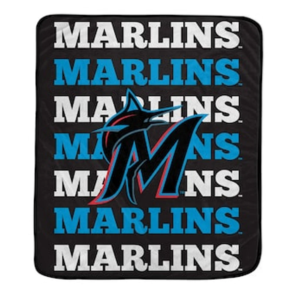 Pegasus Miami Marlins 60'' x 70'' Repeat Refresh Wordmark Plush Blanket