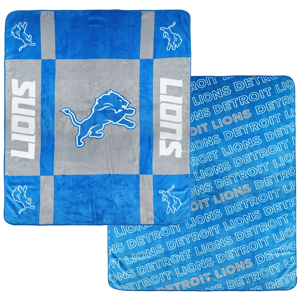 Pegasus  Detroit Lions 60” x 70” Reverse Block Double-Sided Ultra Cozy Blanket