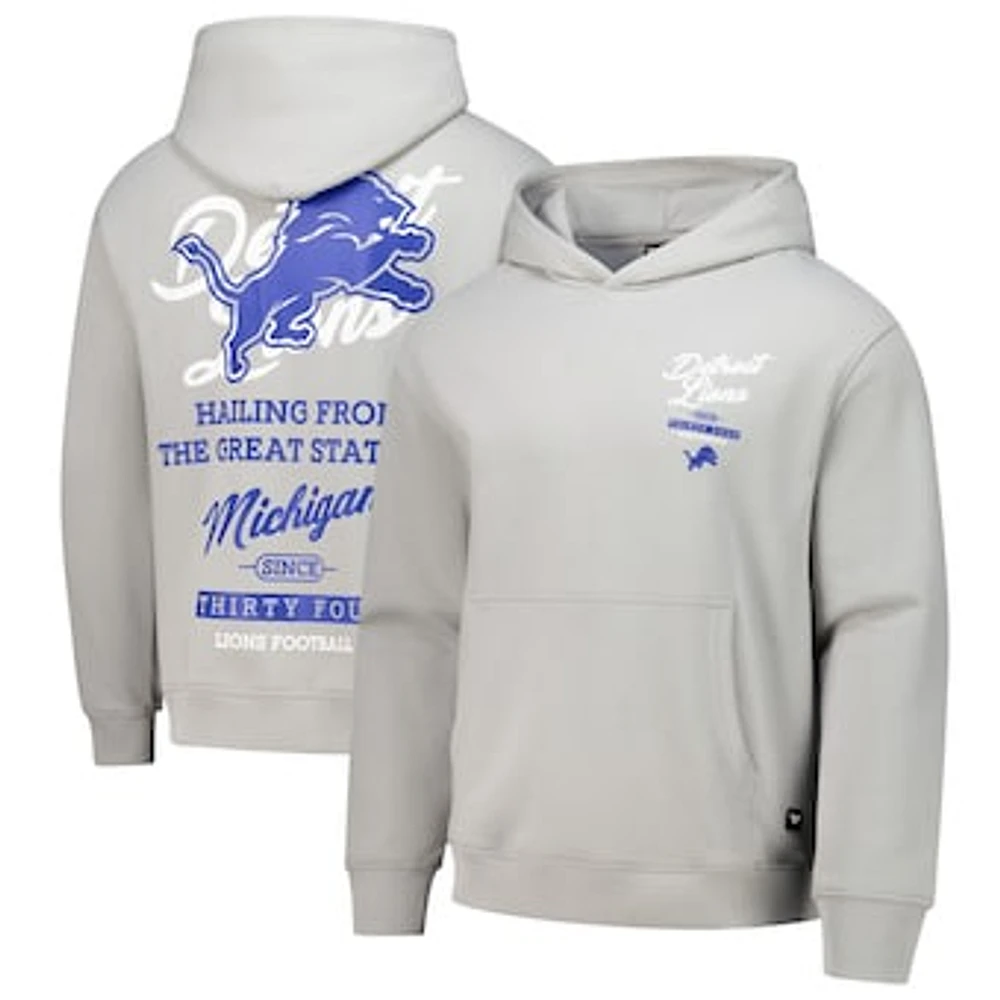 Unisex The Wild Collective Silver Detroit Lions Fleece Pullover Hoodie