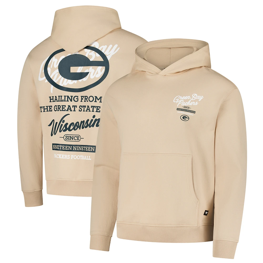 Unisex The Wild Collective Cream Green Bay Packers Fleece Pullover Hoodie