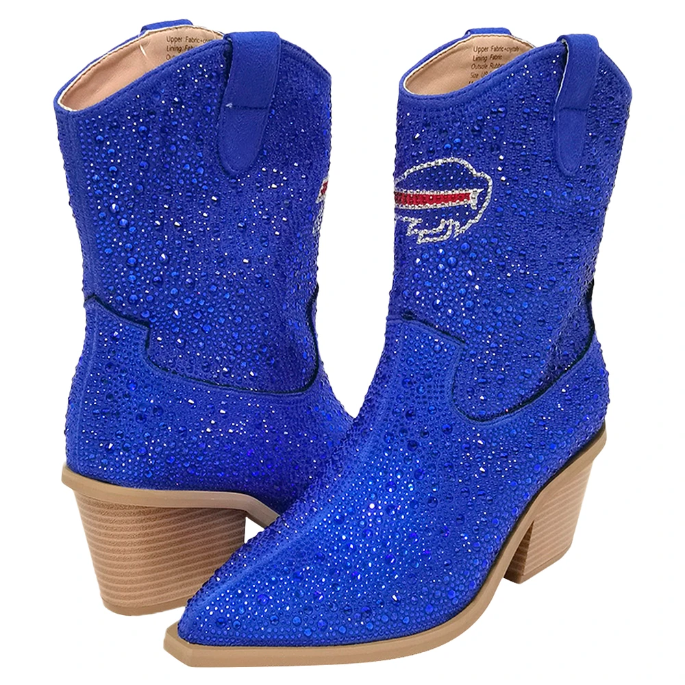 Women's Cuce  Royal Buffalo Bills Crystal Ankle Boots