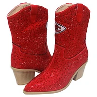 Women's Cuce  Red Kansas City Chiefs Crystal Ankle Boots