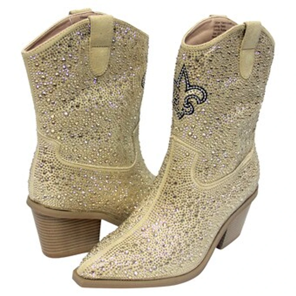 Women's Cuce  Gold New Orleans Saints Crystal Ankle Boots