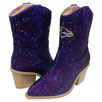 Women's Cuce  Purple Baltimore Ravens Crystal Ankle Boots