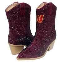 Women's Cuce  Burgundy Washington Commanders Crystal Ankle Boots