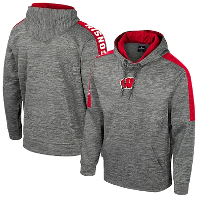 Men's Colosseum Heather Gray Wisconsin Badgers Dozer Pullover Hoodie