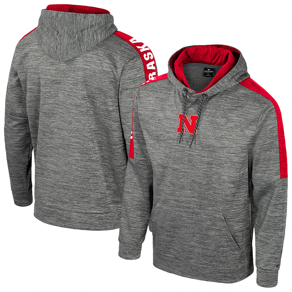 Men's Colosseum Heather Gray Nebraska Huskers Dozer Pullover Hoodie