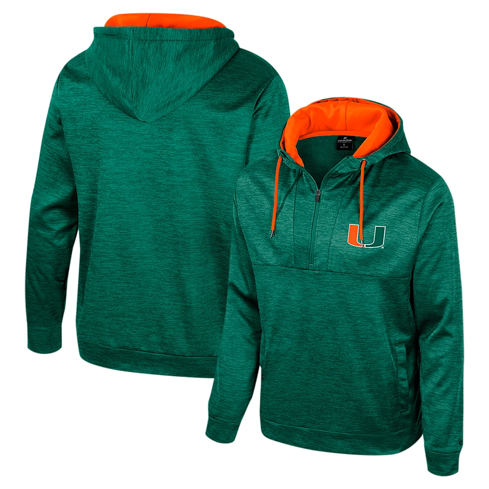 Men's Colosseum Green Miami Hurricanes Cypher Half-Zip Hoodie