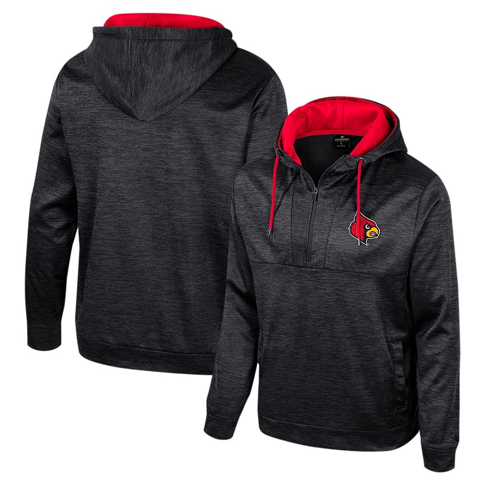 Men's Colosseum Black Louisville Cardinals Cypher Half-Zip Hoodie