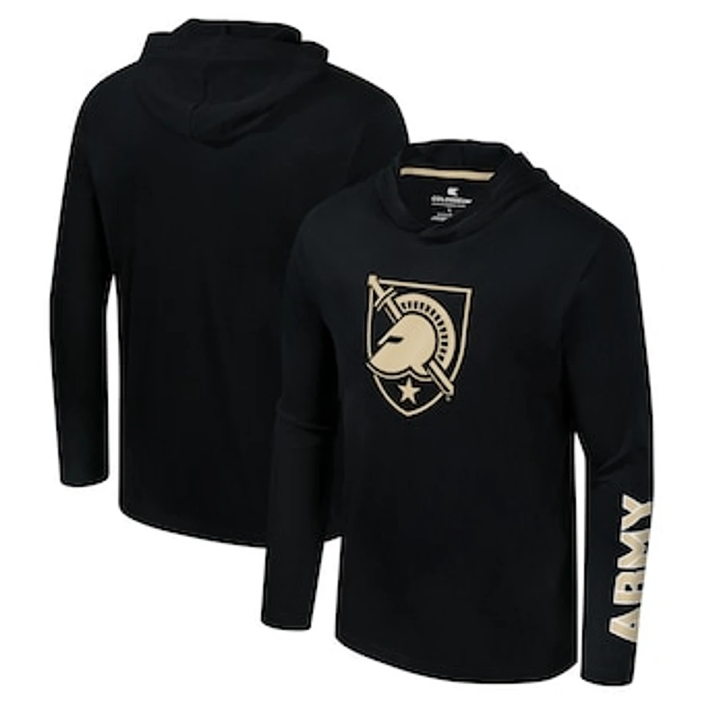 Men's Colosseum Black Army Black Knights Logo Lockup Active Blend Long Sleeve  T-Shirt Hoodie