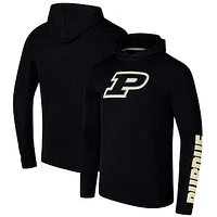 Men's Colosseum Black Purdue Boilermakers Logo Lockup Active Blend Long Sleeve  T-Shirt Hoodie