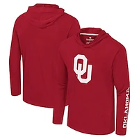 Men's Colosseum Crimson Oklahoma Sooners Logo Lockup Active Blend Long Sleeve  T-Shirt Hoodie