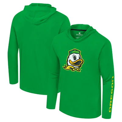 Men's Colosseum Oregon Ducks Logo Lockup Active Blend Long Sleeve T-Shirt Hoodie