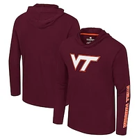 Men's Colosseum Maroon Virginia Tech Hokies Logo Lockup Active Blend Long Sleeve  T-Shirt Hoodie