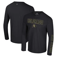 Men's Colosseum Black Colorado Buffaloes Color Pop Active Blend 2-Hit Long Sleeve T-Shirt