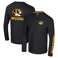 Men's Colosseum Black Missouri Tigers Logo Lockup 3-Hit Active Blend Long Sleeve T-Shirt