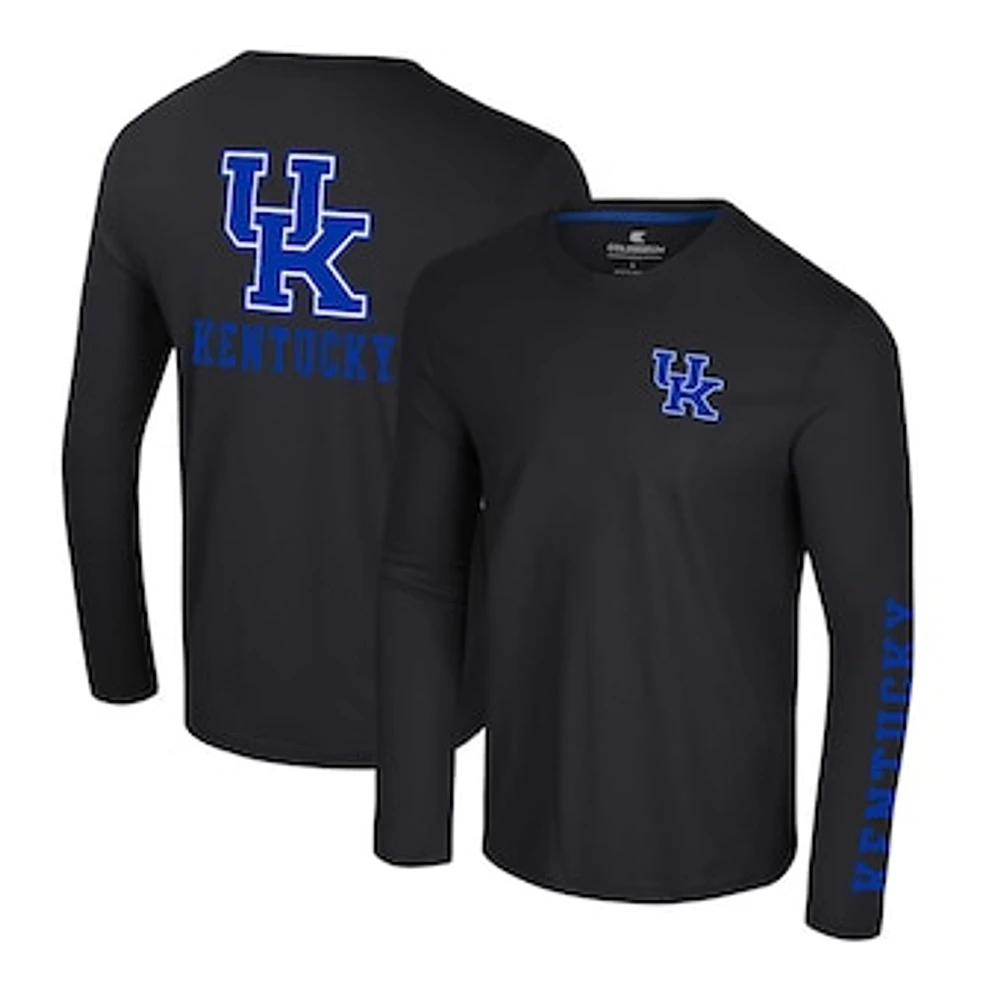 Men's Colosseum Black Kentucky Wildcats Logo Lockup 3-Hit Active Blend Long Sleeve T-Shirt