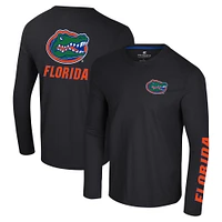 Men's Colosseum Black Florida Gators Logo Lockup 3-Hit Active Blend Long Sleeve T-Shirt