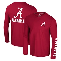 Men's Colosseum Crimson Alabama Tide Logo Lockup 3-Hit Active Blend Long Sleeve T-Shirt