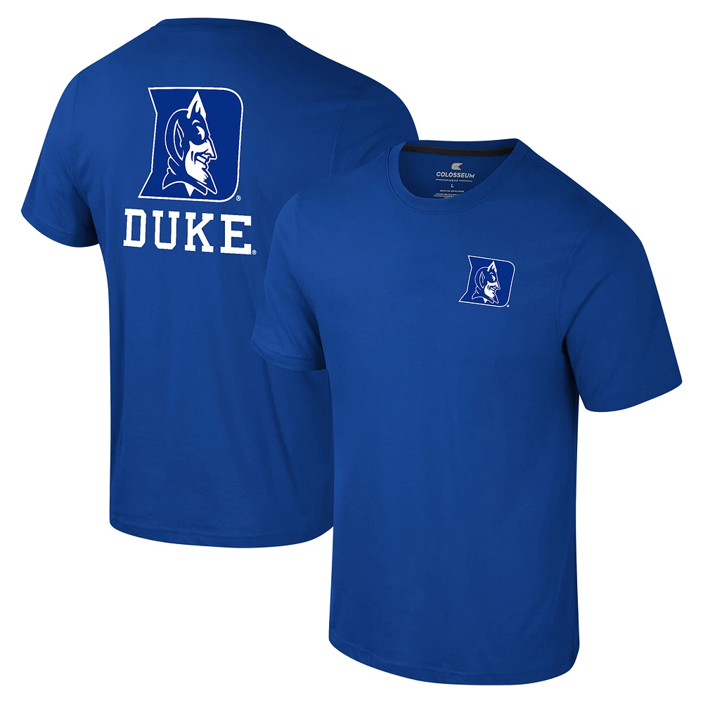 Men's Colosseum Royal Duke Blue Devils Logo Lockup 2-Hit Active Blend T-Shirt