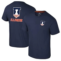 Men's Colosseum Navy Illinois Fighting Illini Logo Lockup 2-Hit Active Blend T-Shirt