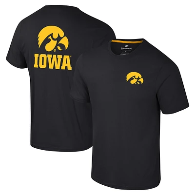 Men's Colosseum Black Iowa Hawkeyes Logo Lockup 2-Hit Active Blend T-Shirt