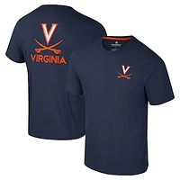 Men's Colosseum Navy Virginia Cavaliers Logo Lockup 2-Hit Active Blend T-Shirt