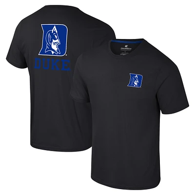 Men's Colosseum Black Duke Blue Devils Logo Lockup 2-Hit Active Blend T-Shirt