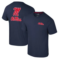 Men's Colosseum Navy Ole Miss Rebels Logo Lockup 2-Hit Active Blend T-Shirt