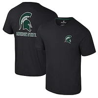 Men's Colosseum Black Michigan State Spartans Logo Lockup 2-Hit Active Blend T-Shirt