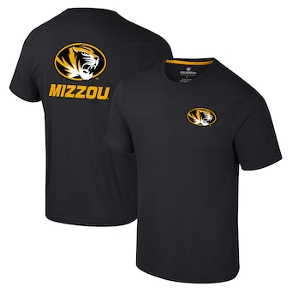 Men's Colosseum Black Missouri Tigers Logo Lockup 2-Hit Active Blend T-Shirt