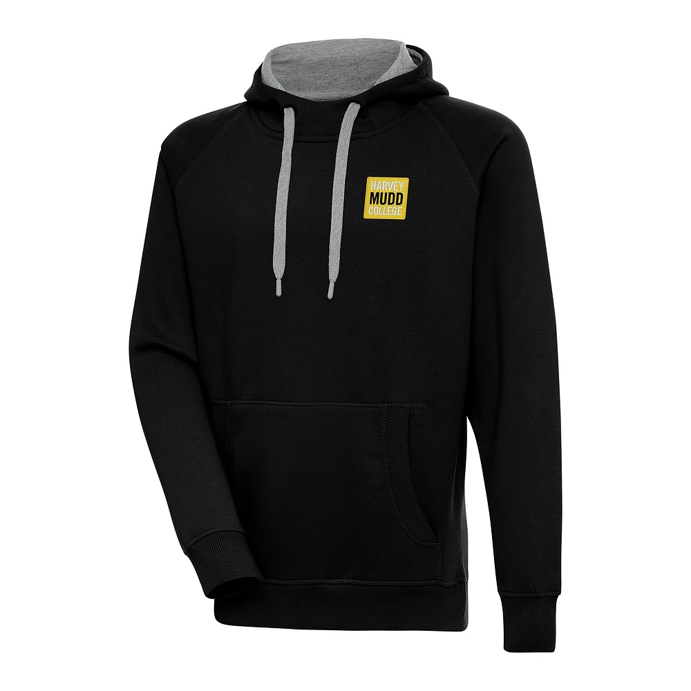 Men's Antigua Black Harvey Mudd College Victory Raglan Sleeve Pullover Hoodie