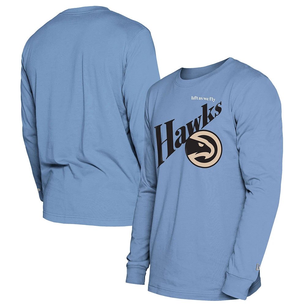 Men's New Era  Light Blue Atlanta Hawks 2024/25 City Edition Long Sleeve T-Shirt