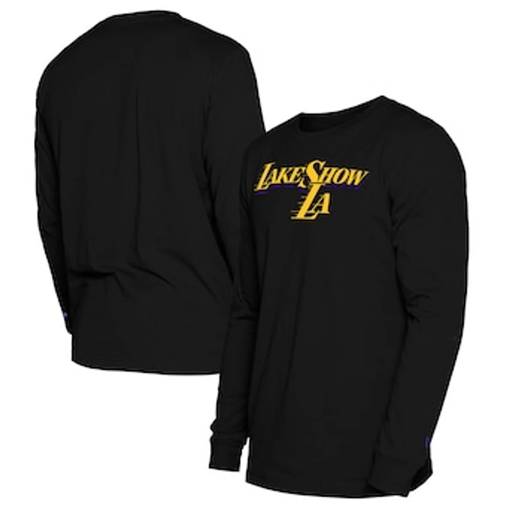 Men's New Era  Black Los Angeles Lakers 2024/25 City Edition Long Sleeve T-Shirt